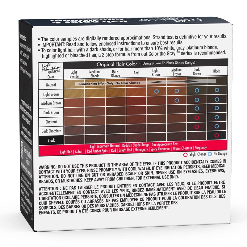 Light Mountain لون شعر الحناء من لايت ماونتن وبلسم - صبغة شعر سوداء للرجال/النساء، مسحوق أوراق الحناء العضوي والنباتات، خالية من المواد الكيميائية، لون شعر شبه دائم، 4 أوقية (عبوة من 3) - Image 2