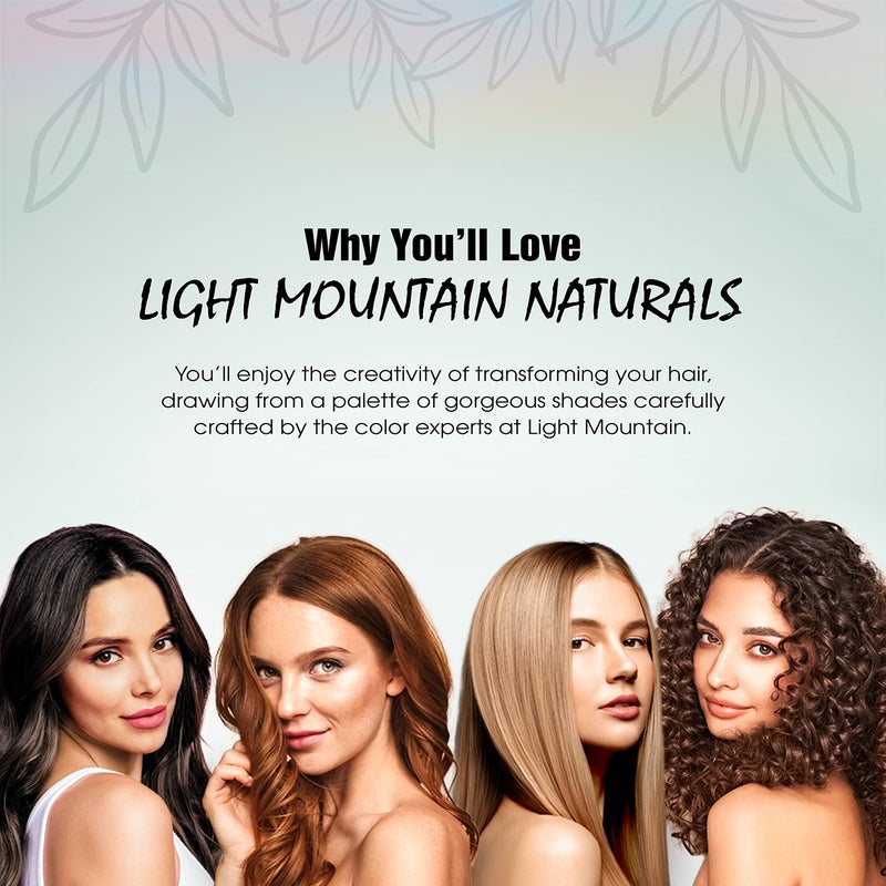Light Mountain لون شعر الحناء من لايت ماونتن وبلسم - صبغة شعر سوداء للرجال/النساء، مسحوق أوراق الحناء العضوي والنباتات، خالية من المواد الكيميائية، لون شعر شبه دائم، 4 أوقية (عبوة من 3) - Image 4