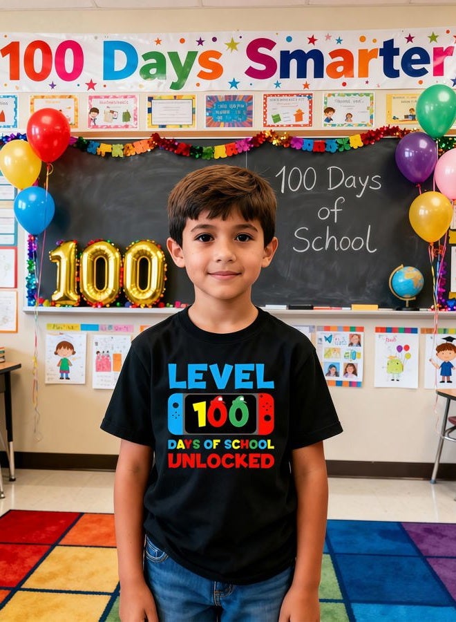 YWAGK Boys 100 Days of School Shirt Kids Happy 100th Day of School T-Shirts Toddler Celebration Graphic Tops 2026 (3T-10T), Black_002, 3-4 Years - Image 2