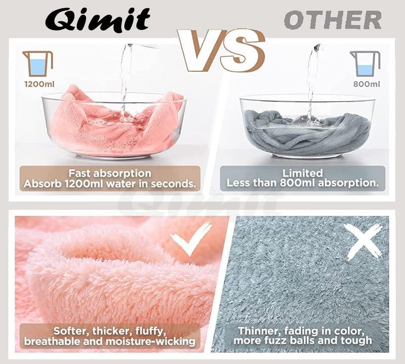 QIMIT Hair Towel Wrap Absorbent Towel Hair-Drying Bathrobe Magic Hair Warp Towel Super Quick-Drying Microfiber 500 GSM Bath Towel Hair Dry Cap Salon Towel (1, Multi) - Image 2