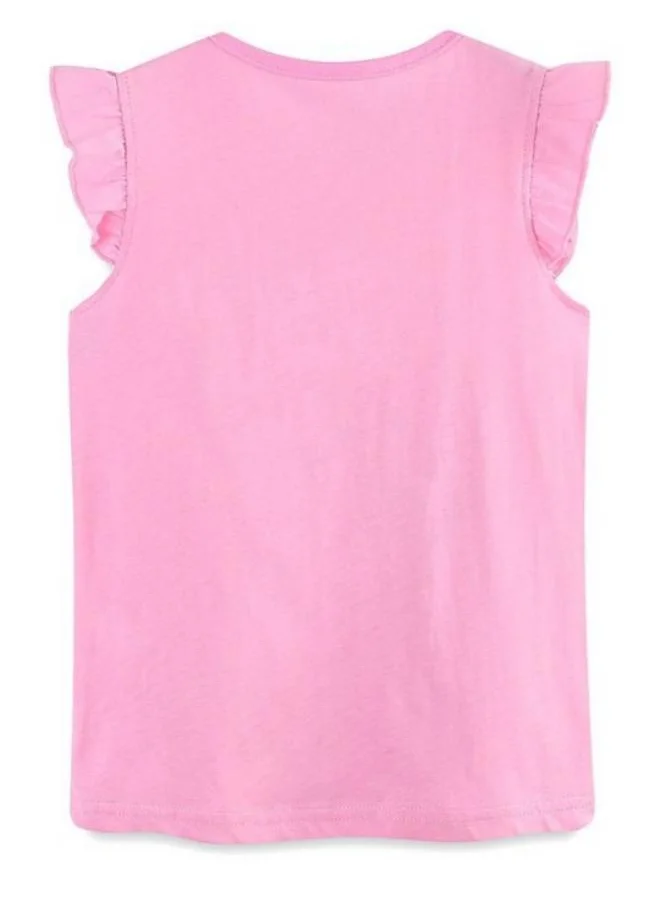 YUNIQEE Pink Printed Cap Sleeve Crew Neck T-Shirt