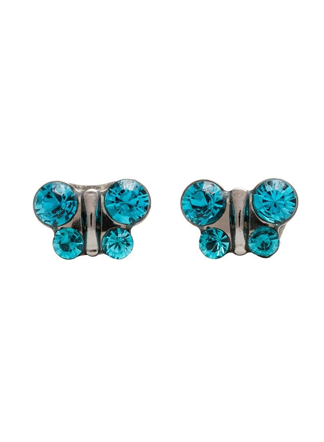 Studex December Blue Zircon Butterfly Shape Allergy-Free Stainless Steel Ear Studs - Image 1