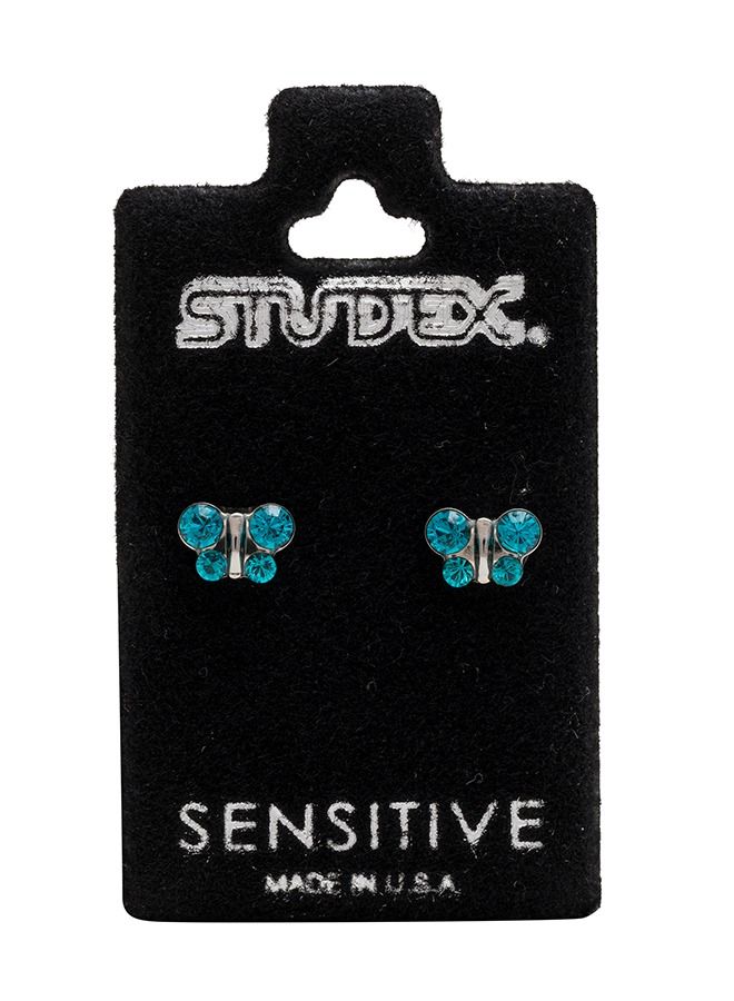 Studex December Blue Zircon Butterfly Shape Allergy-Free Stainless Steel Ear Studs - Image 5