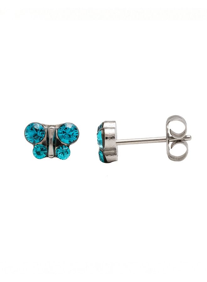 Studex December Blue Zircon Butterfly Shape Allergy-Free Stainless Steel Ear Studs - Image 3