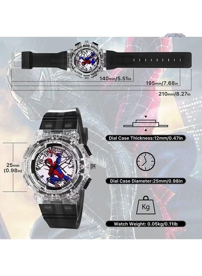 SPIDERMAN Kids Watch, Kids Analog Watch for Boys Girls,Adjustable Strap Learning Time Kids Wrist Watch with 7 Colors Flashing,Cool Inexpensive Gift for Toddlers,Boys,Girls - Image 2