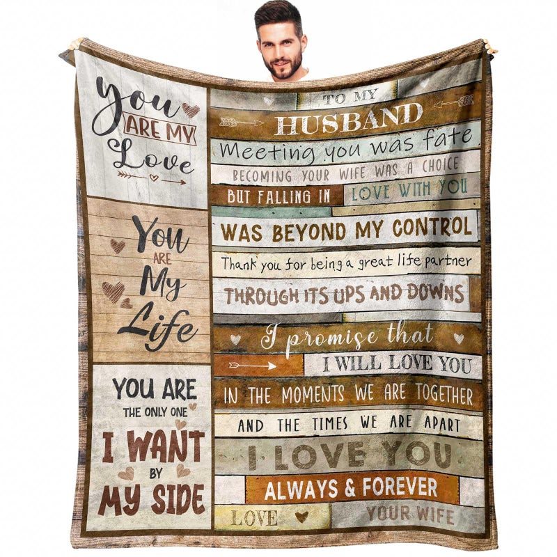 ZWERIVP Gifts for Husband Fathers Day from Wife  Husband Birthday Gift Ideas  Wedding Anniversary Romantic Present for Him  Men Valentines Day Present for Him from Wife  to My Men Blanket 50X60