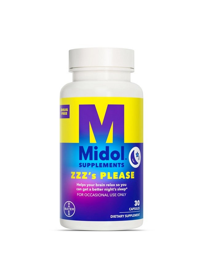 MIDOL Supplements ZZZ’s Please, 1 mg Melatonin Capsule, Sleep Supplement for Adults, Formulated with Melatonin and Passionflower, Sleep Supplements for Better Sleep, 30 Count