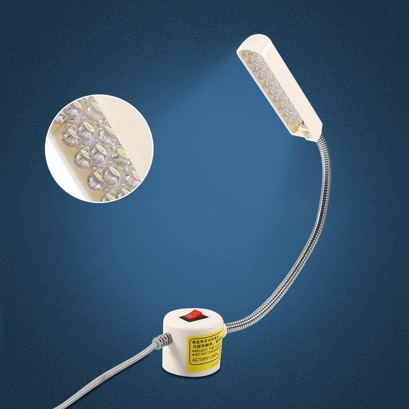 klarako LED Sewing Machine Light, LED Gooseneck Desk Lamp Multifunctional Flexible Gooseneck Arm Work Lamp with Magnetic Mounting Base 110-250V 1W 30LEDs for Reading, Hobbies, Crafts, Workbench - Image 5