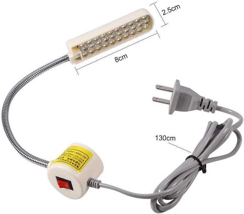 klarako LED Sewing Machine Light, LED Gooseneck Desk Lamp Multifunctional Flexible Gooseneck Arm Work Lamp with Magnetic Mounting Base 110-250V 1W 30LEDs for Reading, Hobbies, Crafts, Workbench - Image 3