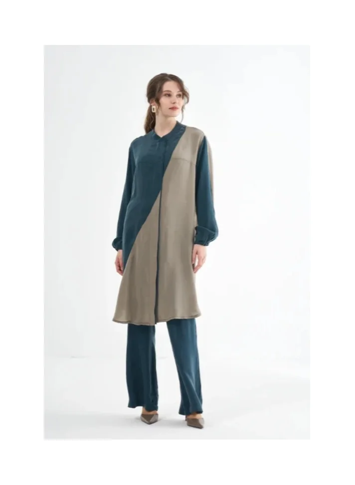 MissWhence Panel-Detail Snap-Front Cupro Silk Shirt Coat - Emerald Stone