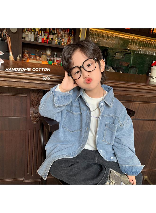Children's Clothing Boys' Spring Clothing Denim Shirt New Spring And Autumn Coat Cool Handsome Boy Shirt Baby Spring 