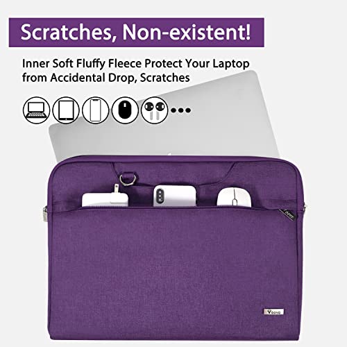 Voova Laptop Case 13 14 inch with Shoulder Strap, Waterproof Computer Sleeve Cover Compatible with MacBook Air 13, MacBook Pro 13/14, Slim Briefcase for Men Women, Purple - Image 2