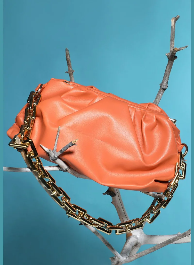 Haute Sauce Solid Zip Lock Shoulder Bag with Chain Strap