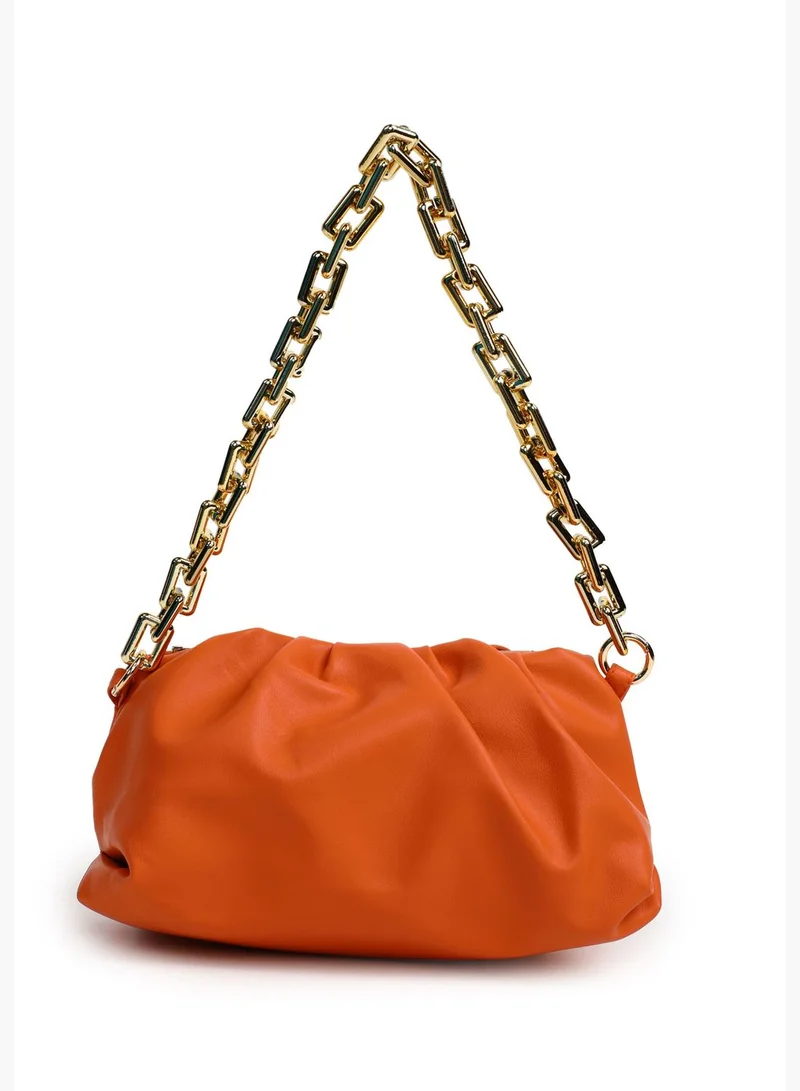 Haute Sauce Solid Zip Lock Shoulder Bag with Chain Strap