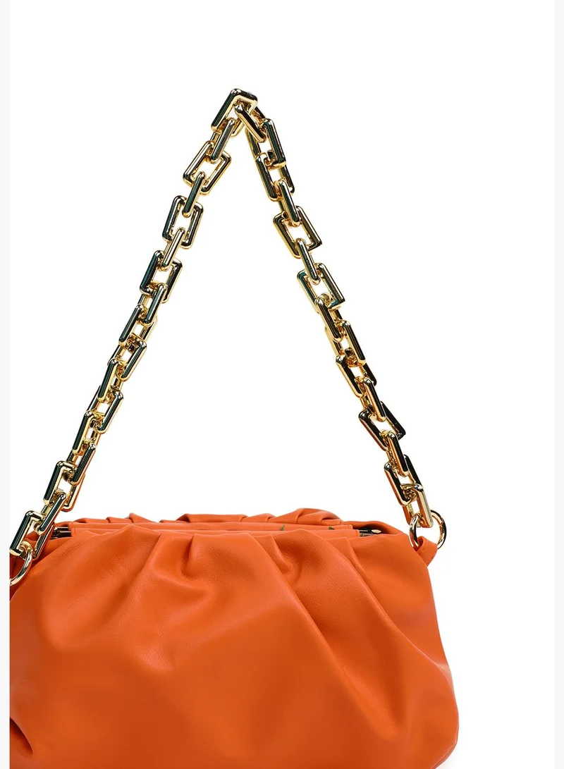 Haute Sauce Solid Zip Lock Shoulder Bag with Chain Strap