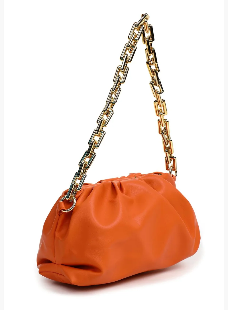 Haute Sauce Solid Zip Lock Shoulder Bag with Chain Strap