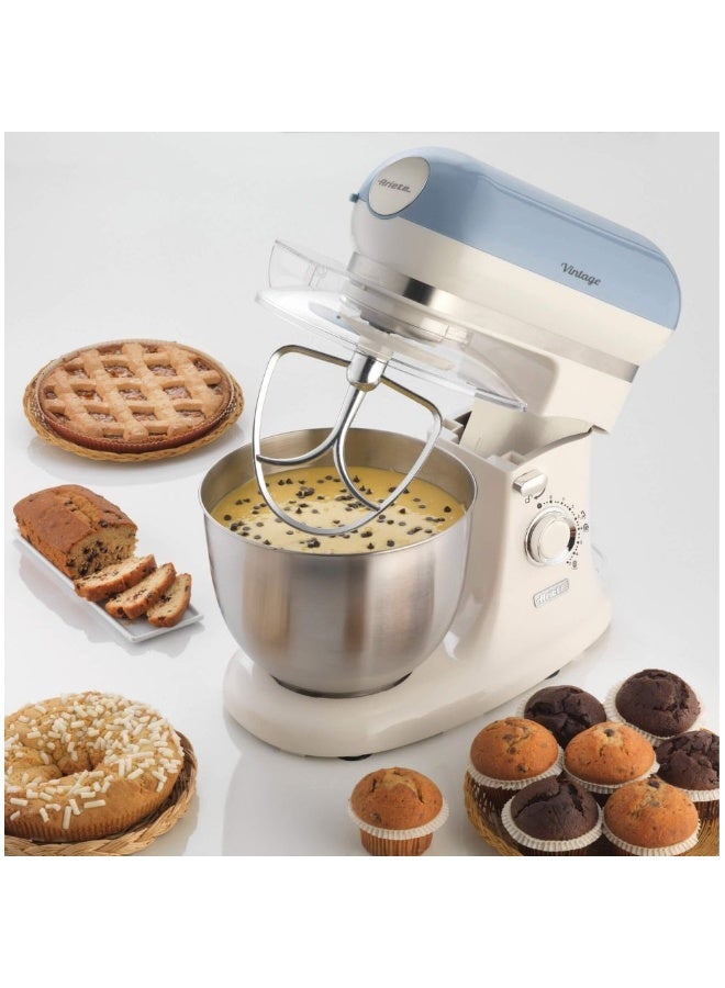Ariete 1588 Vintage Planetary Mixer 5.5L Pastel Beige, 2400W 7 Speed Stand Mixer For Bread Cakes And Pastry - Image 1