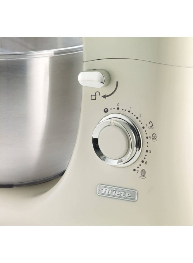 Ariete 1588 Vintage Planetary Mixer 5.5L Pastel Beige, 2400W 7 Speed Stand Mixer For Bread Cakes And Pastry - Image 4