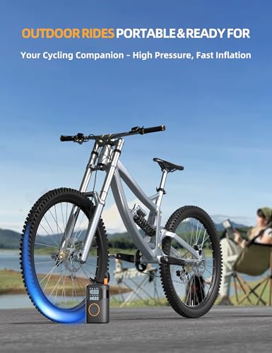 UZNY Tire Inflator Portable Air Compressor-150PSI Tire Air Pump, 5X Faster with Digital Gauge, Auto-Off & LED Light, Air Pump for Car Tires, Motorcycle, Bike, Balls & More, Car Gifts for Men Women - Image 4