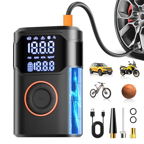 UZNY Tire Inflator Portable Air Compressor-150PSI Tire Air Pump, 5X Faster with Digital Gauge, Auto-Off & LED Light, Air Pump for Car Tires, Motorcycle, Bike, Balls & More, Car Gifts for Men Women - Image 1