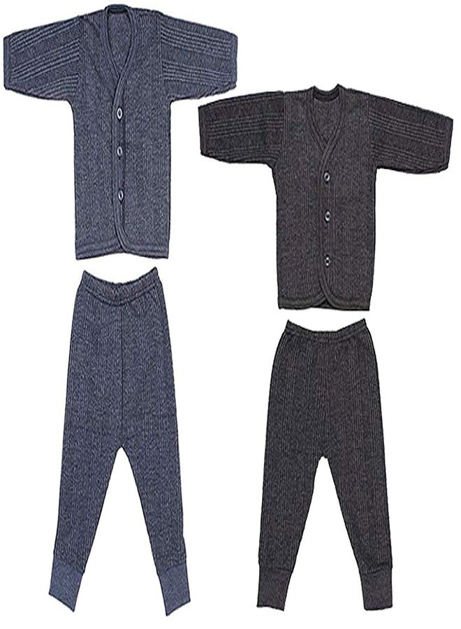 Atipriya Combo of Baby Boys and Girls Unisex Soft Winter Wear Dress Clothing Set | 3 Full Sleeves T-shirt + 3 Full Lowers Pyjama Pant (3 Lining and 3 button thermals set of 6) (9-18 months, L) - Image 2