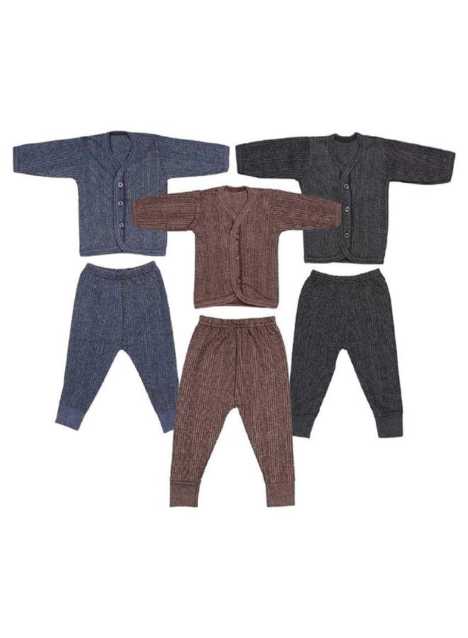 Atipriya Combo of Baby Boys and Girls Unisex Soft Winter Wear Dress Clothing Set | 3 Full Sleeves T-shirt + 3 Full Lowers Pyjama Pant (3 Lining and 3 button thermals set of 6) (9-18 months, L) - Image 3