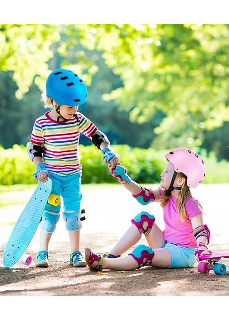 Kids Bike Helmet, Sports Protective Gear with Knee Pads and Elbow Pads, Children Protective Gear Kit for Skateboarding(Pink)  - Image 2