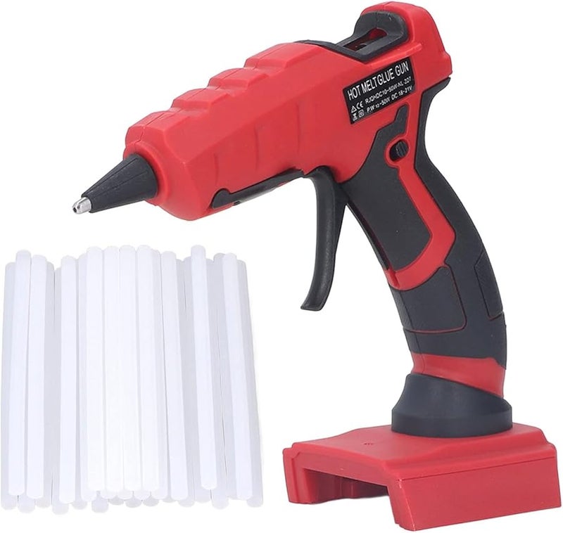 Red Cordless Hot Glue Gun 18V Battery Fast Preheat Anti Drip Ceramic Nozzle DIY Tool - Image 1