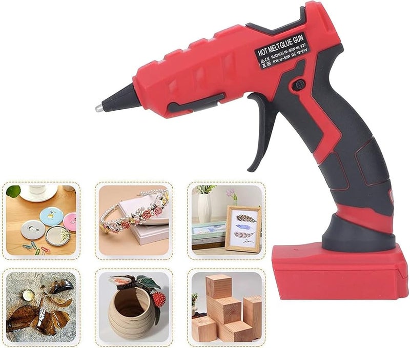 Red Cordless Hot Glue Gun 18V Battery Fast Preheat Anti Drip Ceramic Nozzle DIY Tool - Image 5
