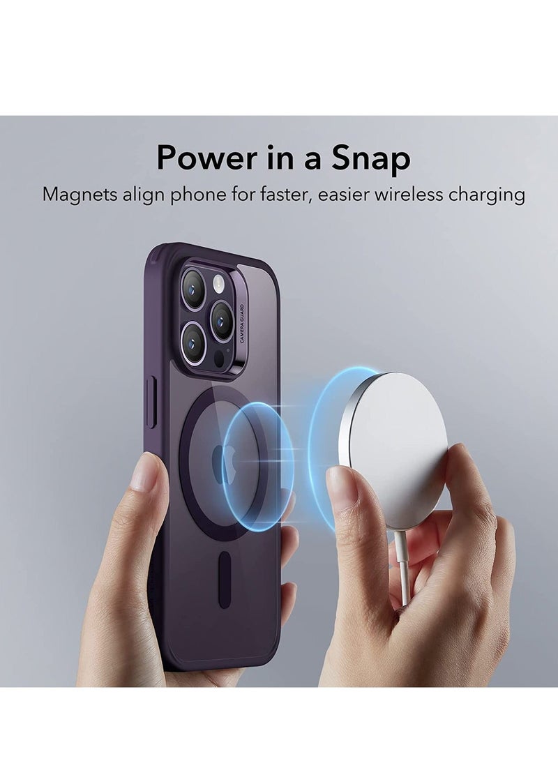 MUNTAQI MagSafe Phone Case Supports Magnetic Wireless Charging, Shockproof Military-Grade Protection, Scratch-Resistant Back, Classic Hybrid Cover for iPhone 14 Pro, Clear Purple - Image 3