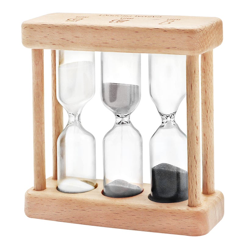 ICEBLUEOR Hourglass Timer 135 Minute Mini Wooden Hourglass Clock Creative Sand Decoration Small Ornaments Gift for Games Classroom Home Office Decoration Whiteblack