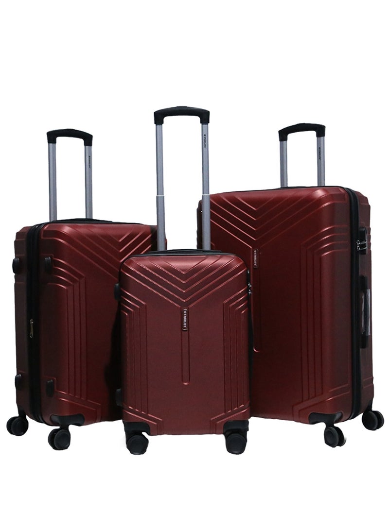 ستار لايف مجموعة حقائب سفر بعجلات من الجانب الصلب ABS مكونة من 3 قطع بعجلات دوارة مع قفل أرقام - Image 1