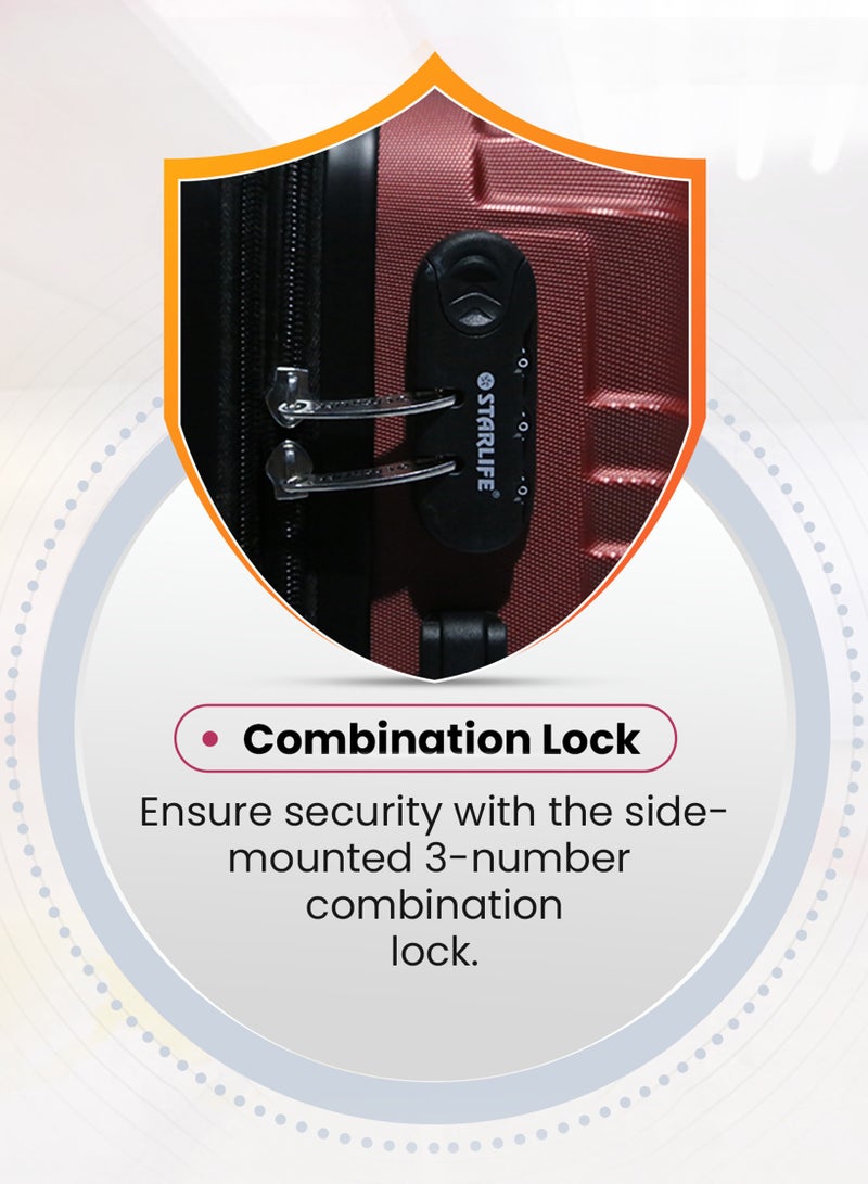 ستار لايف مجموعة حقائب سفر بعجلات من الجانب الصلب ABS مكونة من 3 قطع بعجلات دوارة مع قفل أرقام - Image 2