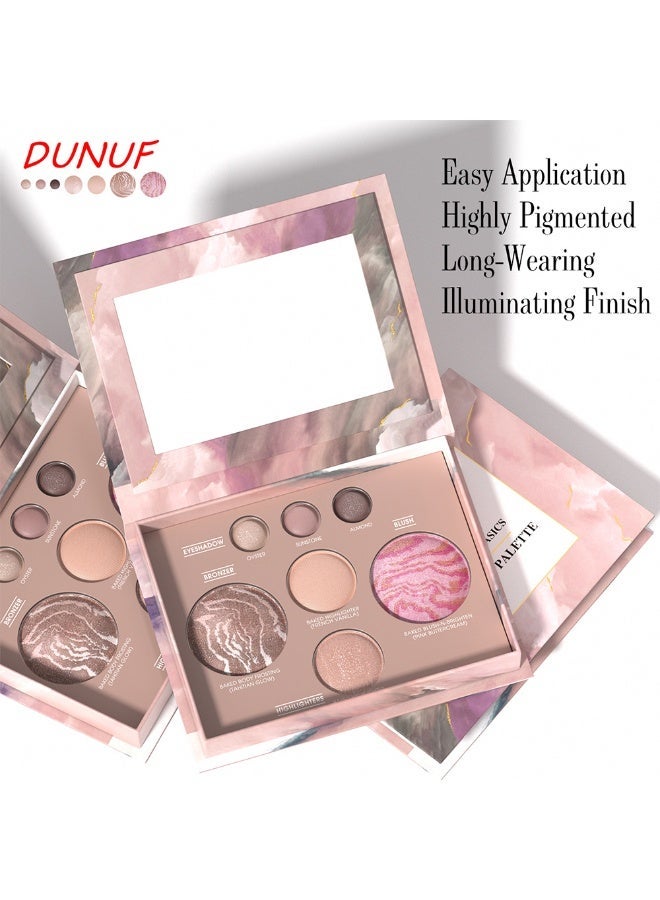 DUNUF Baked Makeup Palette, Full Size Baked Palette Compact Includes Bronzer, Blush, Highlighters and 4 Eyeshadows, Travel-Friendly Baking Makeup, Highly Pigmented, Long-Wearing - Image 3