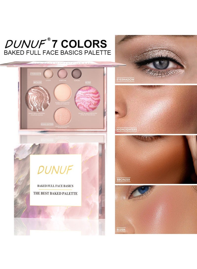 DUNUF Baked Makeup Palette, Full Size Baked Palette Compact Includes Bronzer, Blush, Highlighters and 4 Eyeshadows, Travel-Friendly Baking Makeup, Highly Pigmented, Long-Wearing - Image 1