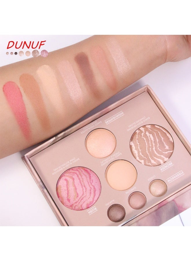 DUNUF Baked Makeup Palette, Full Size Baked Palette Compact Includes Bronzer, Blush, Highlighters and 4 Eyeshadows, Travel-Friendly Baking Makeup, Highly Pigmented, Long-Wearing - Image 2