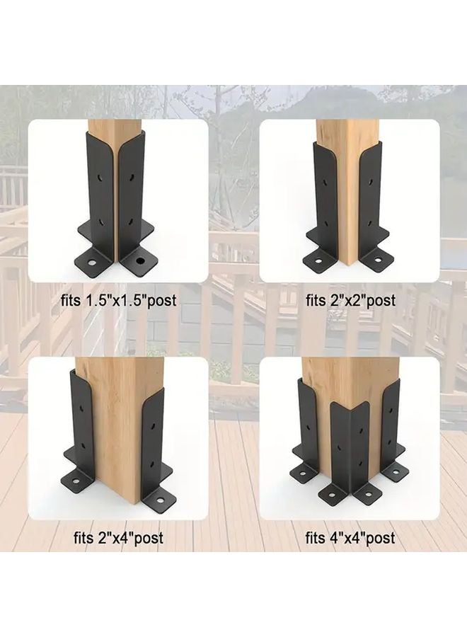 Black 4pcs Heavy Duty Metal Post Anchor Bracket For Wooden Fence Gazebo - Image 4