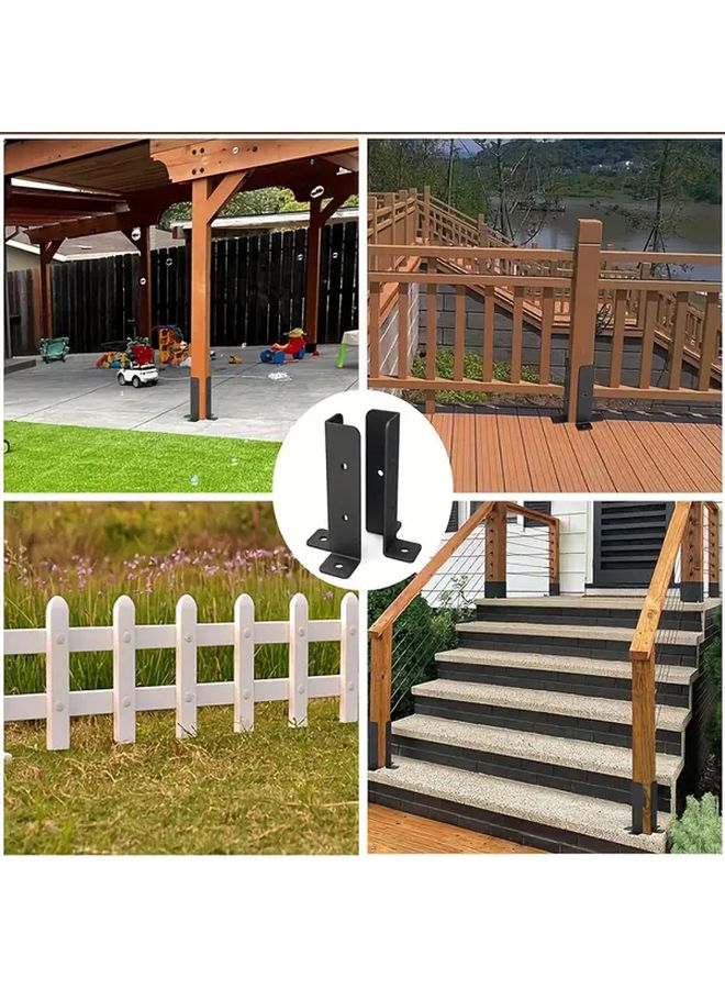 Black 4pcs Heavy Duty Metal Post Anchor Bracket For Wooden Fence Gazebo - Image 1