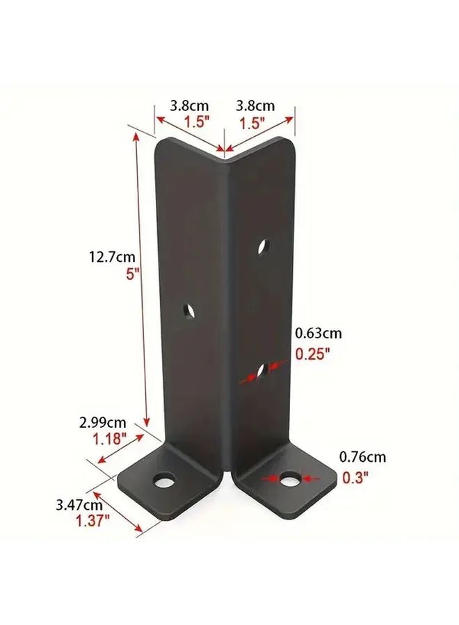Black 4pcs Heavy Duty Metal Post Anchor Bracket For Wooden Fence Gazebo - Image 2