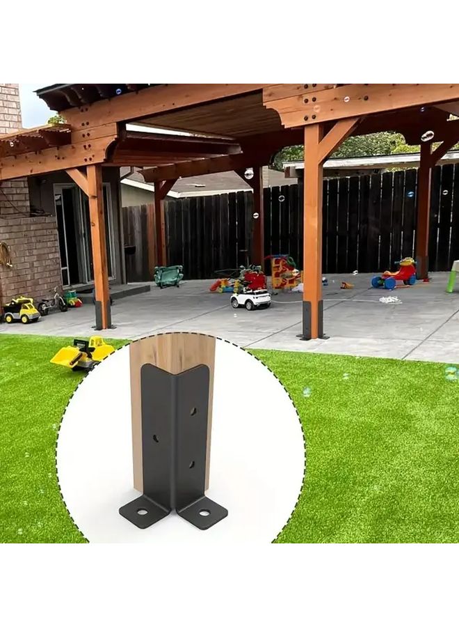 Black 4pcs Heavy Duty Metal Post Anchor Bracket For Wooden Fence Gazebo - Image 5
