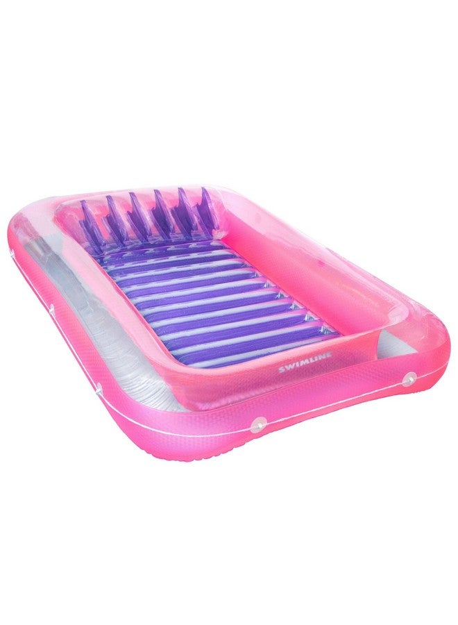 سويم لاين حوض تسمير أصلي من سويم لاين، عبوة واحدة، عوامة تسمير عائمة قابلة للنفخ | كرسي تسمير شخصي وردي | وسادة قابلة للتعديل | املأ بالماء | تصميم تسمير عاكس - Image 1