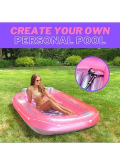 Swimline SWIMLINE ORIGINAL Suntan Tub 1-PACK Classic Inflatable Tanning Float Floating Lounge | Pink Personal Tan Pool Hybrid Lounger | Adjustable Pillow | Fill With Water | Reflective Tanning Design  - Image 4