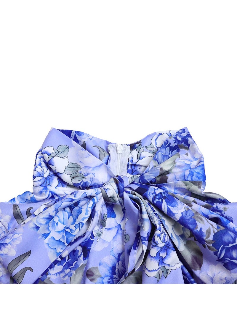 Shougu New Fashion Printed Strap Long Sleeve Shirt Half Skirt Long Skirt Cross border Two piece Set - Image 4