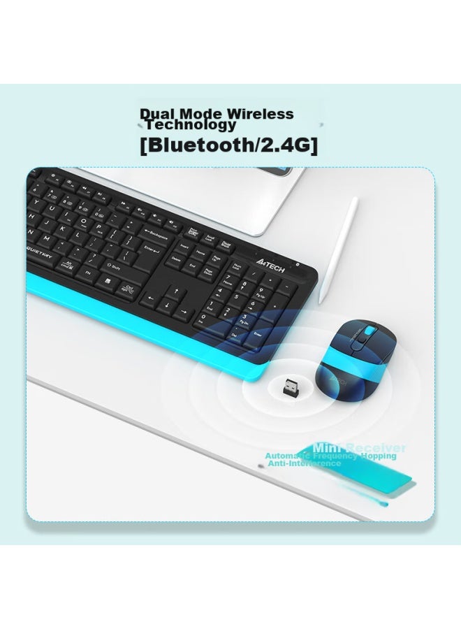 A4tech Fb1010q 104-key Wireless/bluetooth Multi-mode Keyboard And Mouse Set, Quiet Laptop Office Typing Membrane Keyboard And Mouse Combo, Space Gray - Image 3