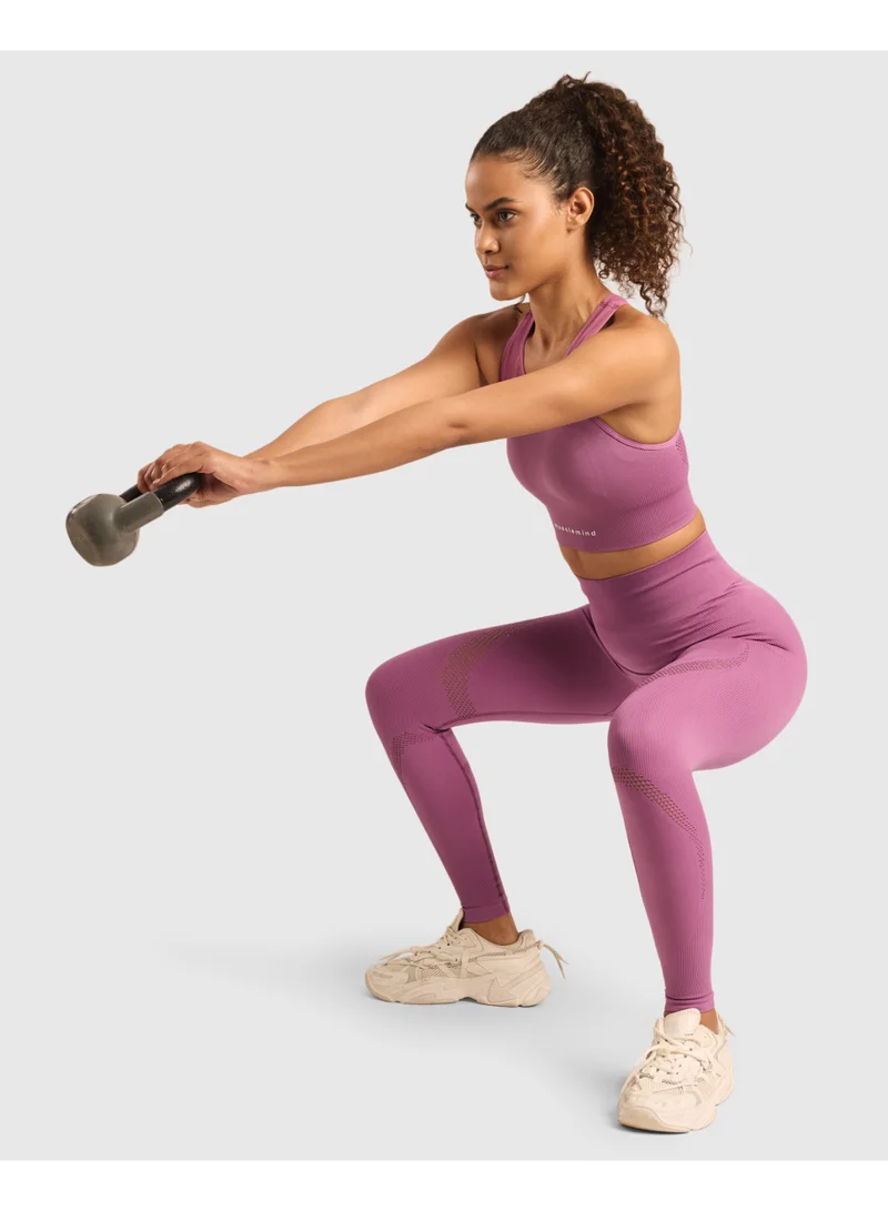 Musclemind Seamless Sports Bra for Gym Workout and Fitness with rib structure for Posture Assistance, anti-odour, anti-microbial, 4 way stretch, wide straps with removable pads, offers medium support, super soft fabric mesh with quick drying activewear