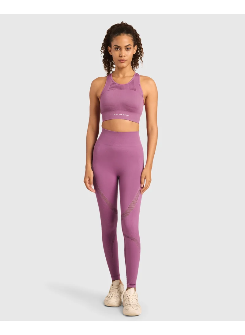 Musclemind Seamless Sports Bra for Gym Workout and Fitness with rib structure for Posture Assistance, anti-odour, anti-microbial, 4 way stretch, wide straps with removable pads, offers medium support, super soft fabric mesh with quick drying activewear