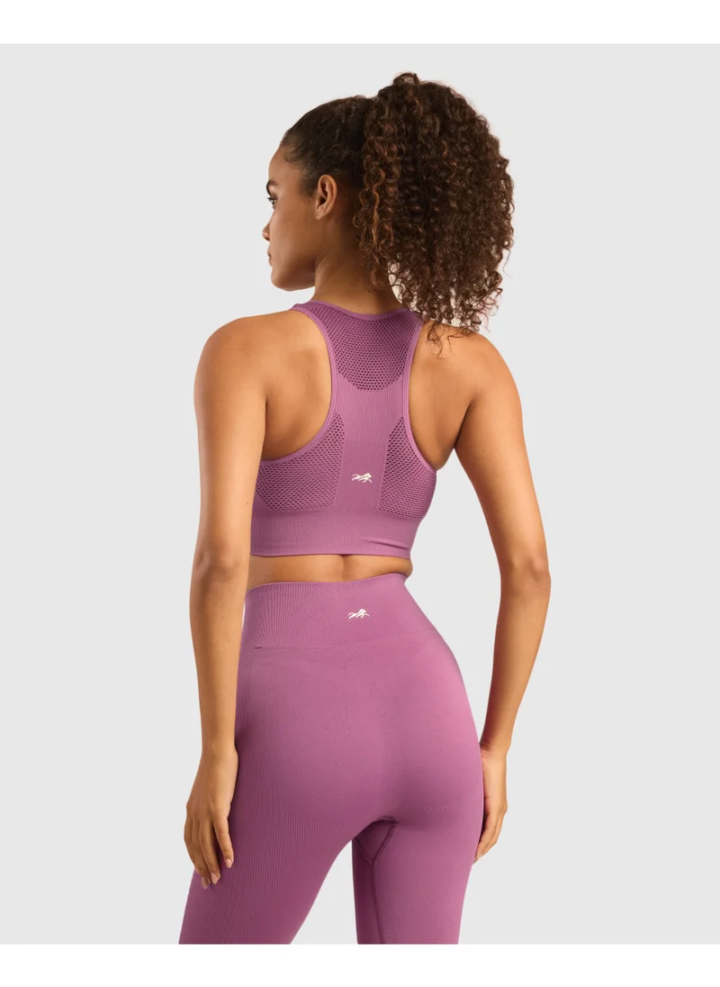 ماسلميند Seamless Sports Bra for Gym Workout and Fitness with rib structure for Posture Assistance, anti-odour, anti-microbial, 4 way stretch, wide straps with removable pads, offers medium support, super soft fabric mesh with quick drying activewear
