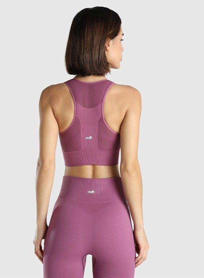 ماسلميند حمالة صدر رياضية سلسة مع دعم لوضعية الجسم ومضادة للروائح والبكتيريا، قماش شبكي ناعم سريع الجفاف بـ 4 اتجاهات تمدد، حمالات عريضة مع وسادات قابلة للإزالة، دعم متوسط - Image 2