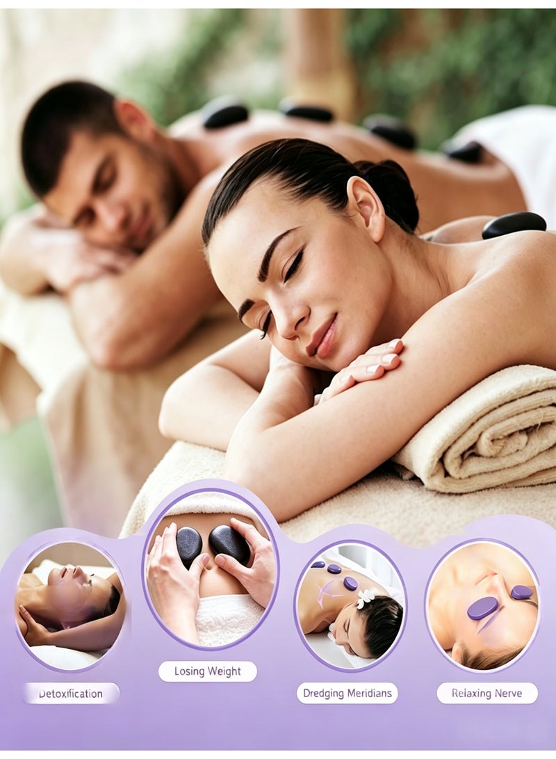 Sumkyle Hot Stones Massage Set, 18 Pcs Basalt Hot Stones with Heater Kit, Massage Stones for Home spa, Relaxing, Healing, Pain Relief - Image 4
