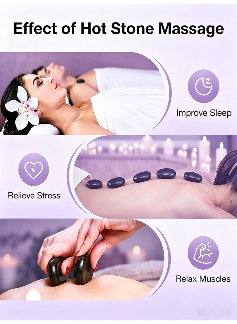 Sumkyle Hot Stones Massage Set, 18 Pcs Basalt Hot Stones with Heater Kit, Massage Stones for Home spa, Relaxing, Healing, Pain Relief - Image 5